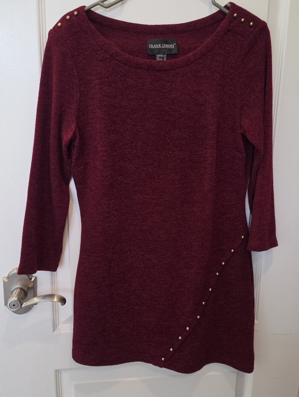 Frank Lyman Design Knit Tunic Or Sweater Dress With Gold Studs Medium
